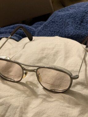 40s American Optical AO Unique Model Punched Steel Rim Aviator Sunglasses